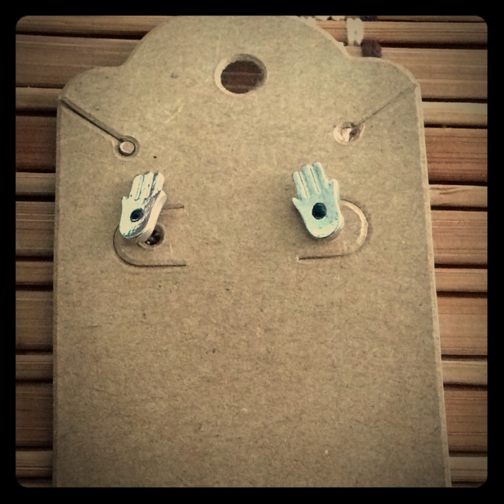Silver Hamsa Stud Earrings